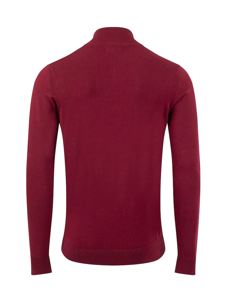Weird Fish Red Frederick 1/4 Zip Fine Knit Jumper - Image 7 of 7