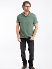 Weird Fish Green Murray 1/4 Zip Textured Jersey Polo Shirt - Image 3 of 7