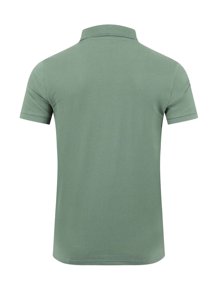 Weird Fish Green Murray 1/4 Zip Textured Jersey Polo Shirt - Image 7 of 7 Weird Fish Green Murray 1/4 Zip Textured Jersey Polo Shirt - Image 7 of 7