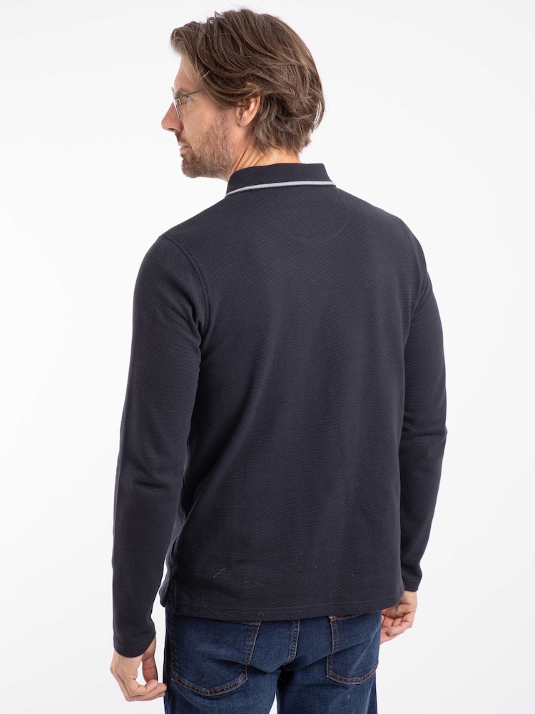 Azul - Weird Fish Theo Textured Long Sleeve Polo Shirt - Imagen 2 de 6
