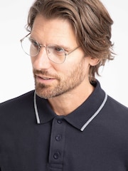 Azul - Weird Fish Theo Textured Long Sleeve Polo Shirt - Imagen 4 de 6