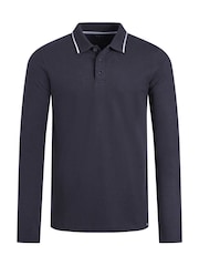 Azul - Weird Fish Theo Textured Long Sleeve Polo Shirt - Imagen 6 de 6