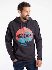 Weird Fish Blue Bryant Front Print Graphic Popover Hoodie - Image 3 of 7