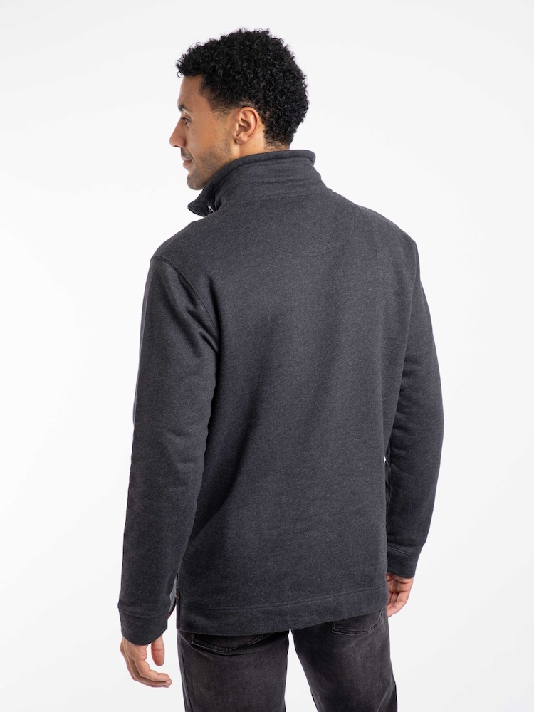 Weird Fish Black Brampton 1/4 Zip Sweatshirt - Image 2 of 7 Weird Fish Black Brampton 1/4 Zip Sweatshirt - Image 2 of 7