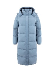 Weird Fish Blue Kenley Heavyweight Longline Duvet Coat - Image 8 of 9