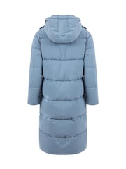 Weird Fish Blue Kenley Heavyweight Longline Duvet Coat - Image 9 of 9