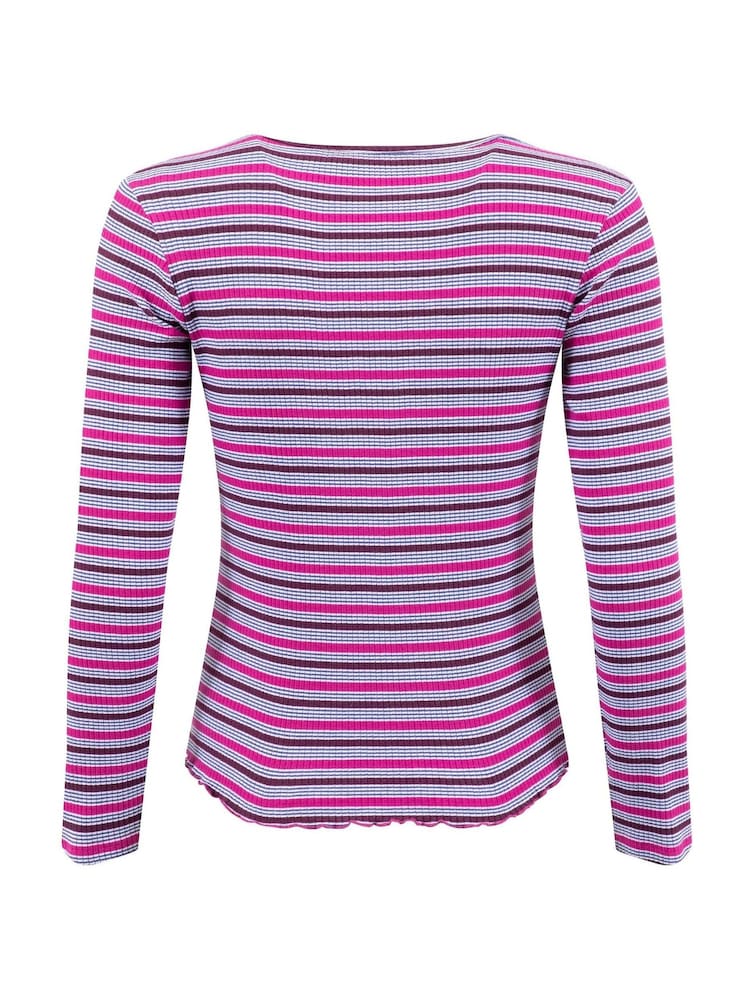 Weird Fish Pink Thorne Ribbed Striped Long Sleeve Top - Image 6 of 6 Weird Fish Pink Thorne Ribbed Striped Long Sleeve Top - Image 6 of 6