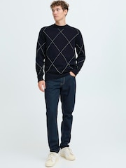 Casual Friday Blue Jacquard Knitted Jumper - Image 3 of 8