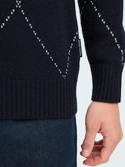 Casual Friday Blue Jacquard Knitted Jumper - Image 5 of 8