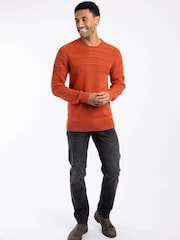 Weird Fish Orange Fahri Mixed Stitch Crew Neck Jumper - Image 3 of 7