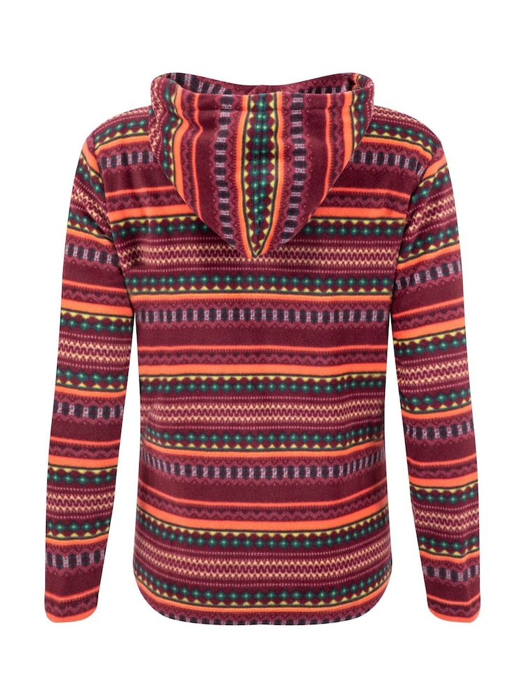 Weird Fish Red Lana Quarter Zip Printed Micro Fleece Hoodie - Image 6 of 6 Weird Fish Red Lana Quarter Zip Printed Micro Fleece Hoodie - Image 6 of 6