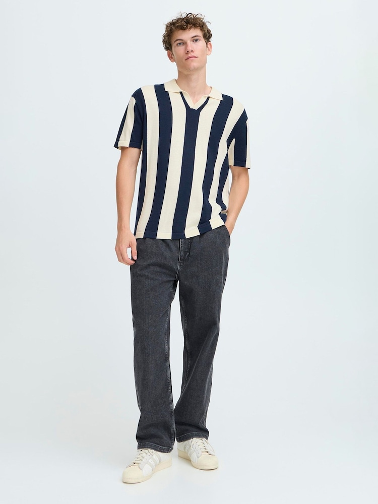 Casual Friday White Cffootball Striped Knitted Football Polo Shirt - Image 2 of 7 Casual Friday White Cffootball Striped Knitted Football Polo Shirt - Image 2 of 7