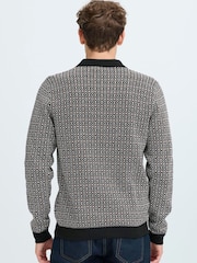 Casual Friday Black CFWIK Geometric Knitted Polo Shirt - Image 2 of 7