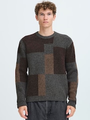 Casual Friday Brown Cfwiren Geometric Knitted Sweatshirt - Image 1 of 8