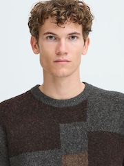 Casual Friday Brown Cfwiren Geometric Knitted Sweatshirt - Image 3 of 8