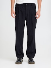 Casual Friday Blue Cfpierce Relaxed Fit Pinstripe Trousers - Image 1 of 8