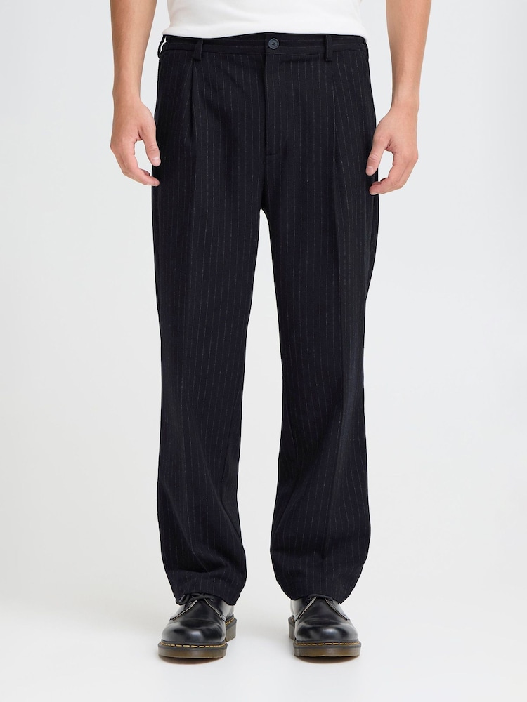 Casual Friday Blue Cfpierce Relaxed Fit Pinstripe Trousers - Image 1 of 8 Casual Friday Blue Cfpierce Relaxed Fit Pinstripe Trousers - Image 1 of 8