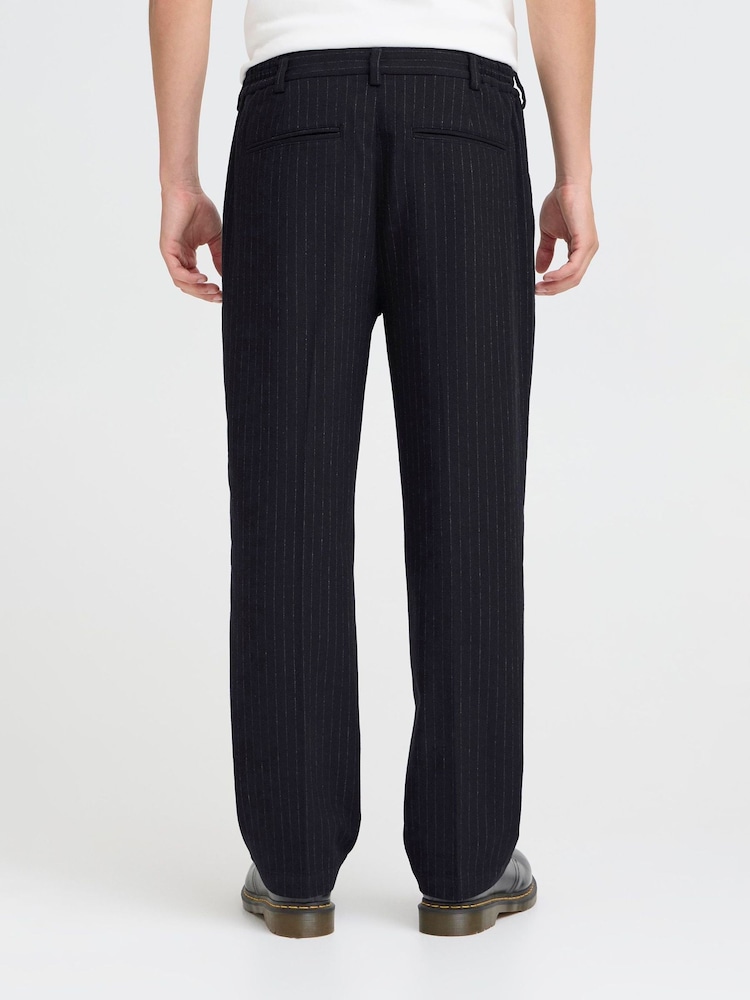 Casual Friday Blue Cfpierce Relaxed Fit Pinstripe Trousers - Image 2 of 8 Casual Friday Blue Cfpierce Relaxed Fit Pinstripe Trousers - Image 2 of 8