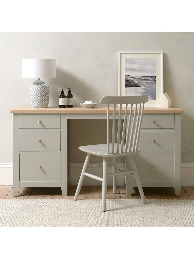 Cotswold Company Dove Grey Chester Double Pedestal Dressing Table - Image 2 of 6