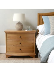 Cotswold Company Natural Winchcombe Oiled Oak 3 Drawer Wide Bedside Table - Image 1 of 6
