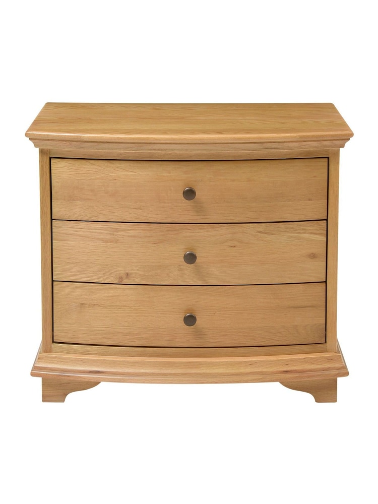 Cotswold Company Natural Winchcombe Oiled Oak 3 Drawer Wide Bedside Table - Image 2 of 6
