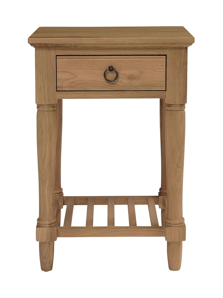 Cotswold Company Rustic Elkstone Mellow Oak 1 Drawer Bedside Table - Image 2 of 6