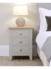 Cotswold Company Dove Grey Chester 3 Drawer Bedside Table - Image 2 of 6