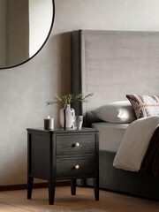 Gallery Home Black Alberta Wood 2 Drawer Bedside Table - Image 1 of 10