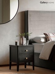 Gallery Home Black Alberta Wood 2 Drawer Bedside Table - Image 10 of 10