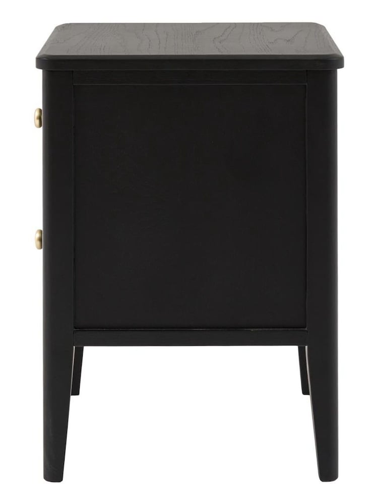 Gallery Home Black Alberta Wood 2 Drawer Bedside Table - Image 9 of 9 Gallery Home Black Alberta Wood 2 Drawer Bedside Table - Image 9 of 9