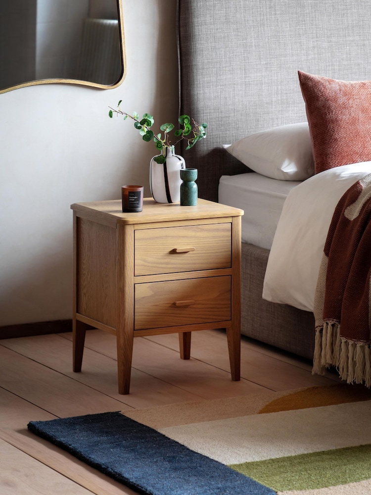 Gallery Home Natural Bala Wood 2 Drawer Bedside Table - Image 1 of 9