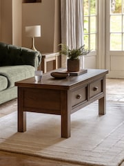 Gallery Home Natural Milton Sold Oak 2 Drawer Coffee Table - Image 1 of 9