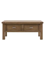 Gallery Home Natural Milton Sold Oak 2 Drawer Coffee Table - Image 6 of 9