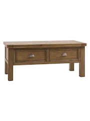 Gallery Home Natural Milton Sold Oak 2 Drawer Coffee Table - Image 7 of 9