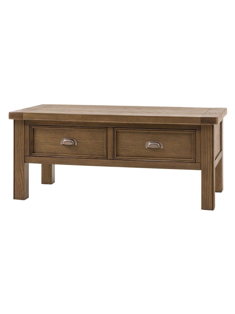 Gallery Home Natural Milton Sold Oak 2 Drawer Coffee Table - Image 9 of 9 Gallery Home Natural Milton Sold Oak 2 Drawer Coffee Table - Image 9 of 9