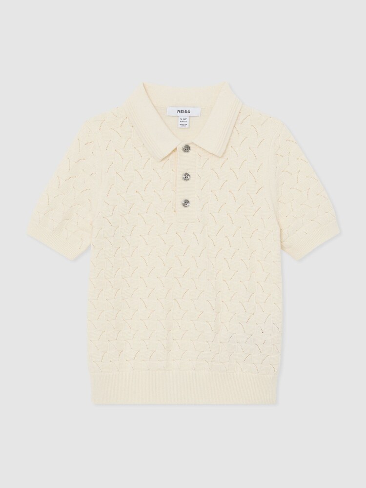 Reiss Boston Cotton Pointelle-Knit Polo Shirt - Imagen 1 de 3 Reiss Boston Cotton Pointelle-Knit Polo Shirt - Imagen 1 de 3