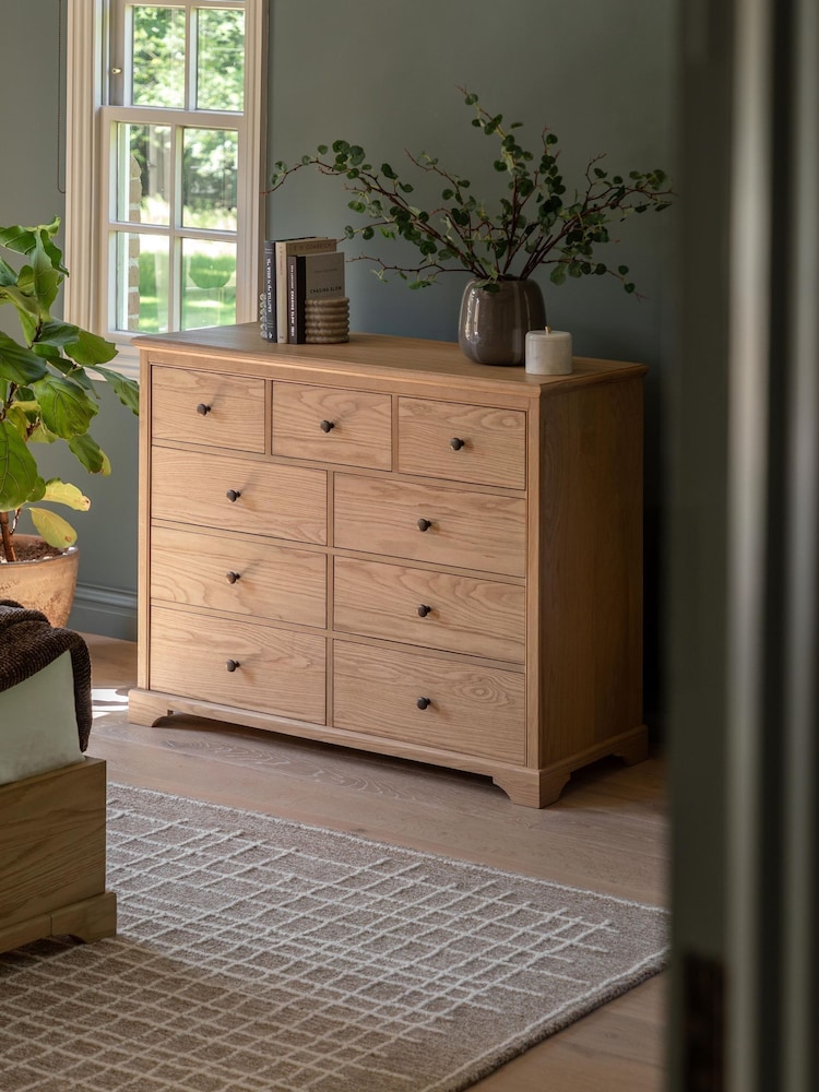Gallery Home Natural Clayton Solid Oak 9 Drawer Chest - Image 1 of 9 Gallery Home Natural Clayton Solid Oak 9 Drawer Chest - Image 1 of 9