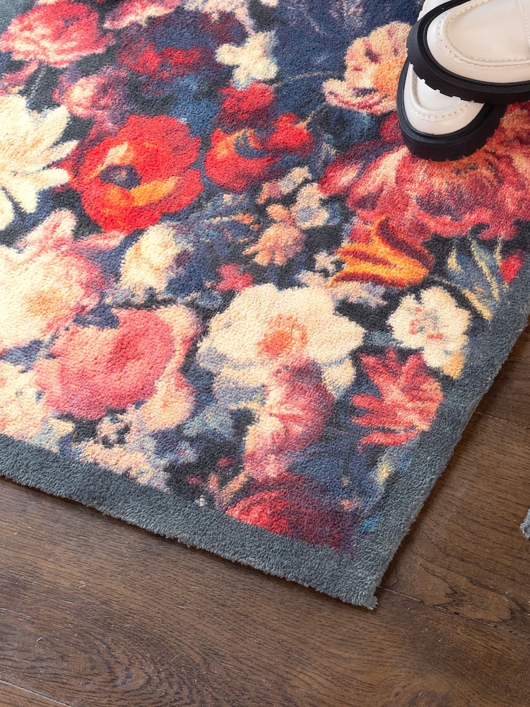 Hug Rug Navy Dark Florals Mat - Image 2 of 4 Hug Rug Navy Dark Florals Mat - Image 2 of 4