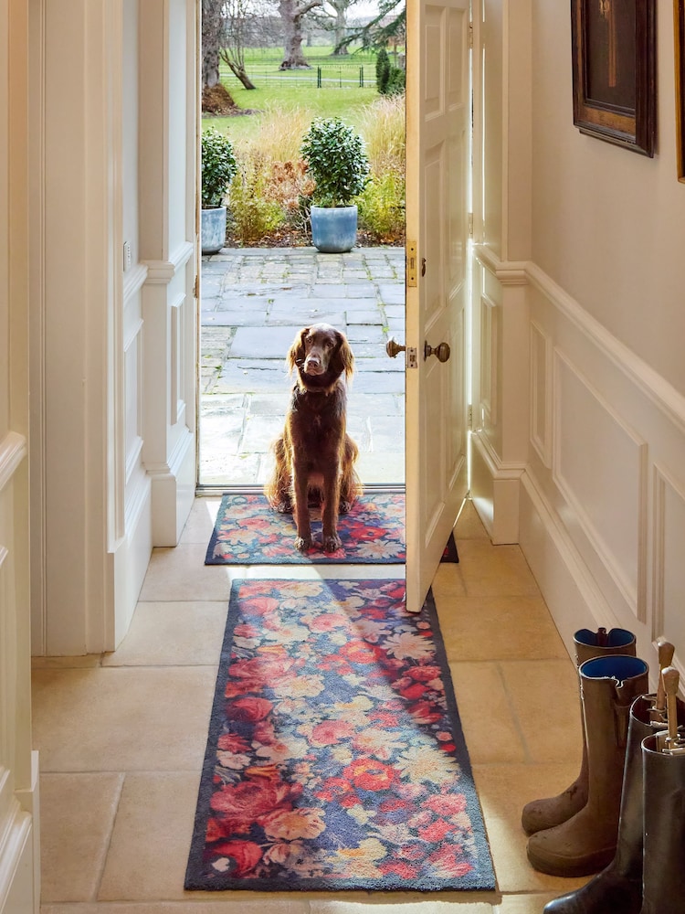 Hug Rug Navy Dark Florals Runner - Image 1 of 4 Hug Rug Navy Dark Florals Runner - Image 1 of 4