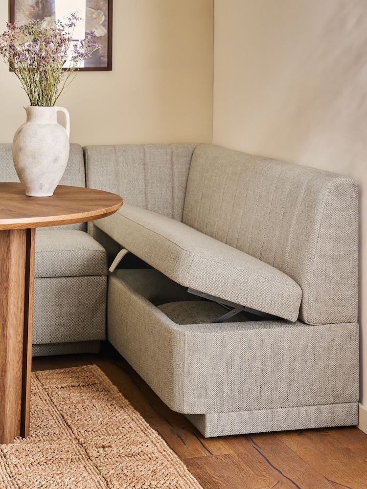 Chunky Weave Mid Natural Anderson Storage Corner Dining Bench - Image 2 of 13