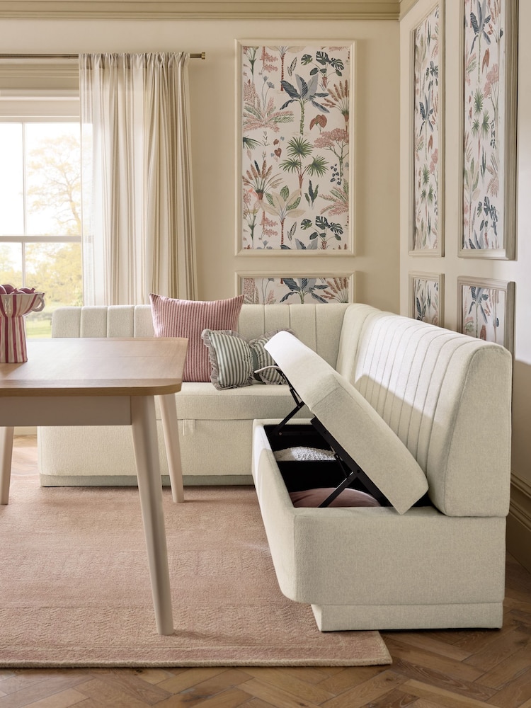 Tailored Chenille Oyster Anderson Storage Left Hand Corner Dining Bench - Image 2 of 13 Tailored Chenille Oyster Anderson Storage Left Hand Corner Dining Bench - Image 2 of 13