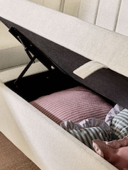 Tailored Chenille Oyster Anderson Storage Left Hand Corner Dining Bench - Image 5 of 13