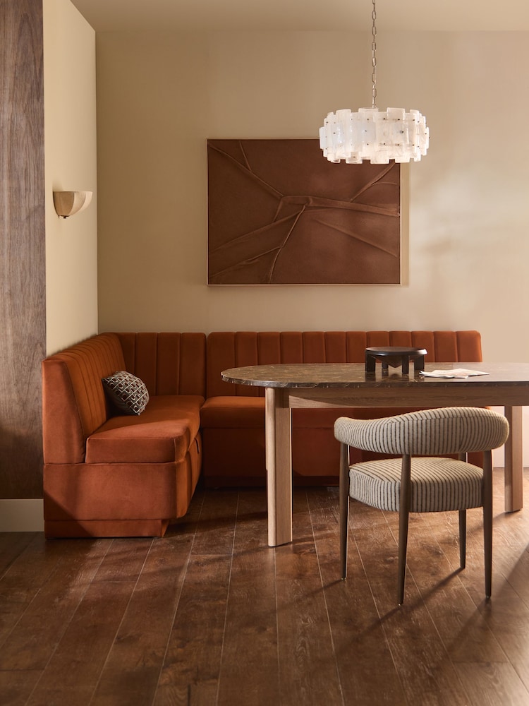 Soft Velvet Rust Brown Anderson Storage Left Hand Corner Dining Bench - Image 1 of 12 Soft Velvet Rust Brown Anderson Storage Left Hand Corner Dining Bench - Image 1 of 12
