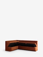 Soft Velvet Rust Brown Anderson Storage Left Hand Corner Dining Bench - Image 9 of 12