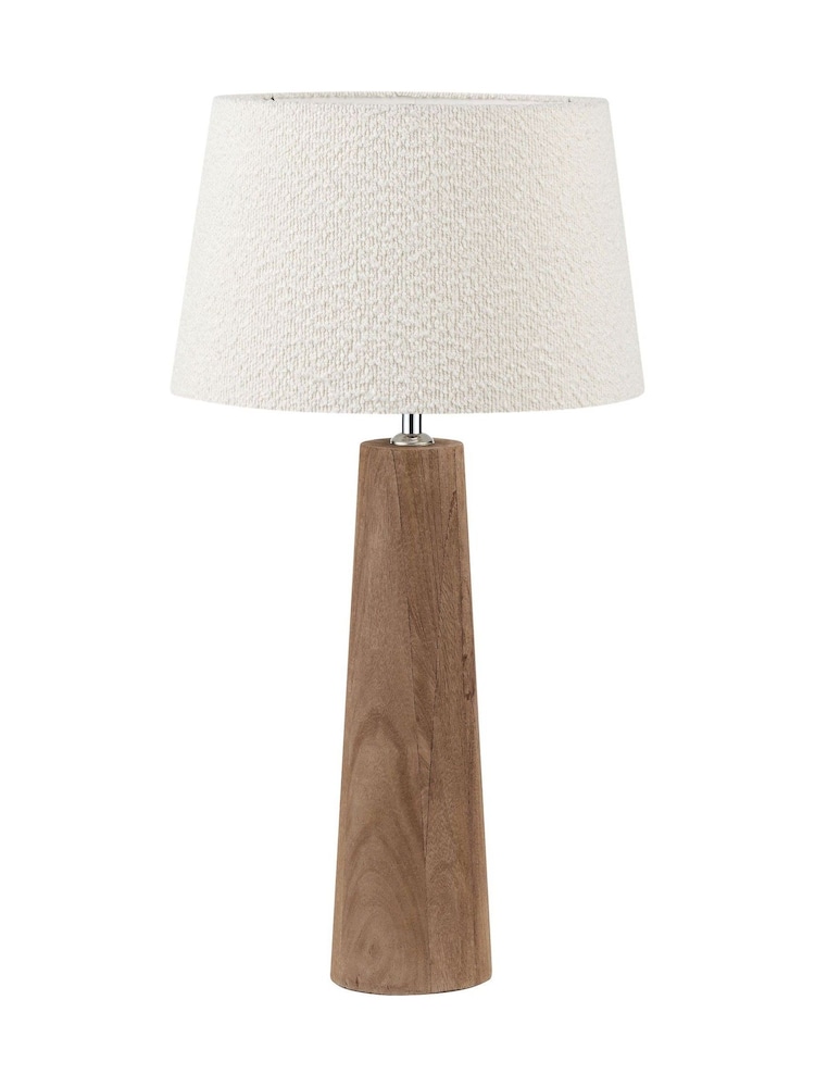 Pacific Natural Esha Conical Wood Table Lamp Base with Martigues 35cm White Boucle Tapered Lampshade - Image 6 of 6 Pacific Natural Esha Conical Wood Table Lamp Base with Martigues 35cm White Boucle Tapered Lampshade - Image 6 of 6