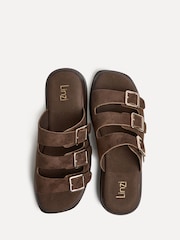 Linzi Brown Satellite Triple Buckle Flat Sandals - Image 5 of 6