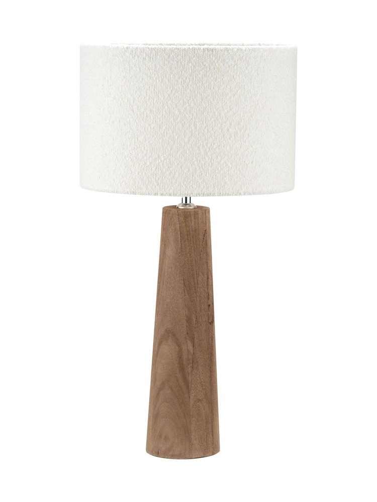 Pacific Natural Esha Conical Wood Table Lamp Base with Rouen 35cm White Boucle Cylinder Lampshade - Image 2 of 6 Pacific Natural Esha Conical Wood Table Lamp Base with Rouen 35cm White Boucle Cylinder Lampshade - Image 2 of 6