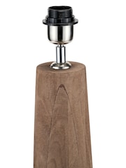 Pacific Natural Esha Conical Wood Table Lamp Base with Edward 35cm Linen Cylinder Lampshade - Image 3 of 6