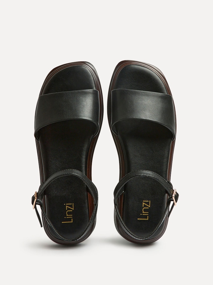 黑色 - Linzi Balance Two Part Flat Sandals - 圖片 5/5