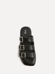 Linzi Black Satellite Triple Buckle Flat Sandals - Image 6 of 6